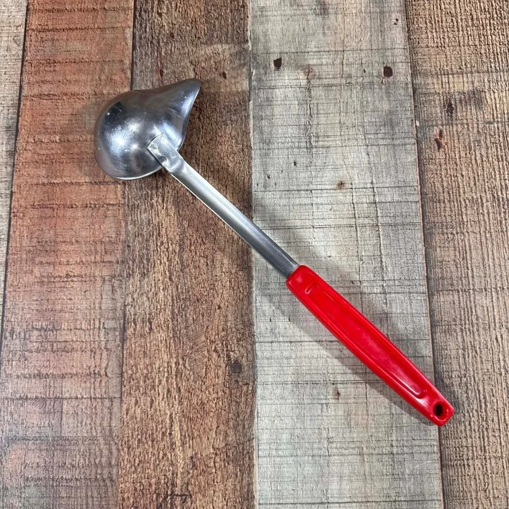 Stainless Steel Spouted Ladle Red Handle 12